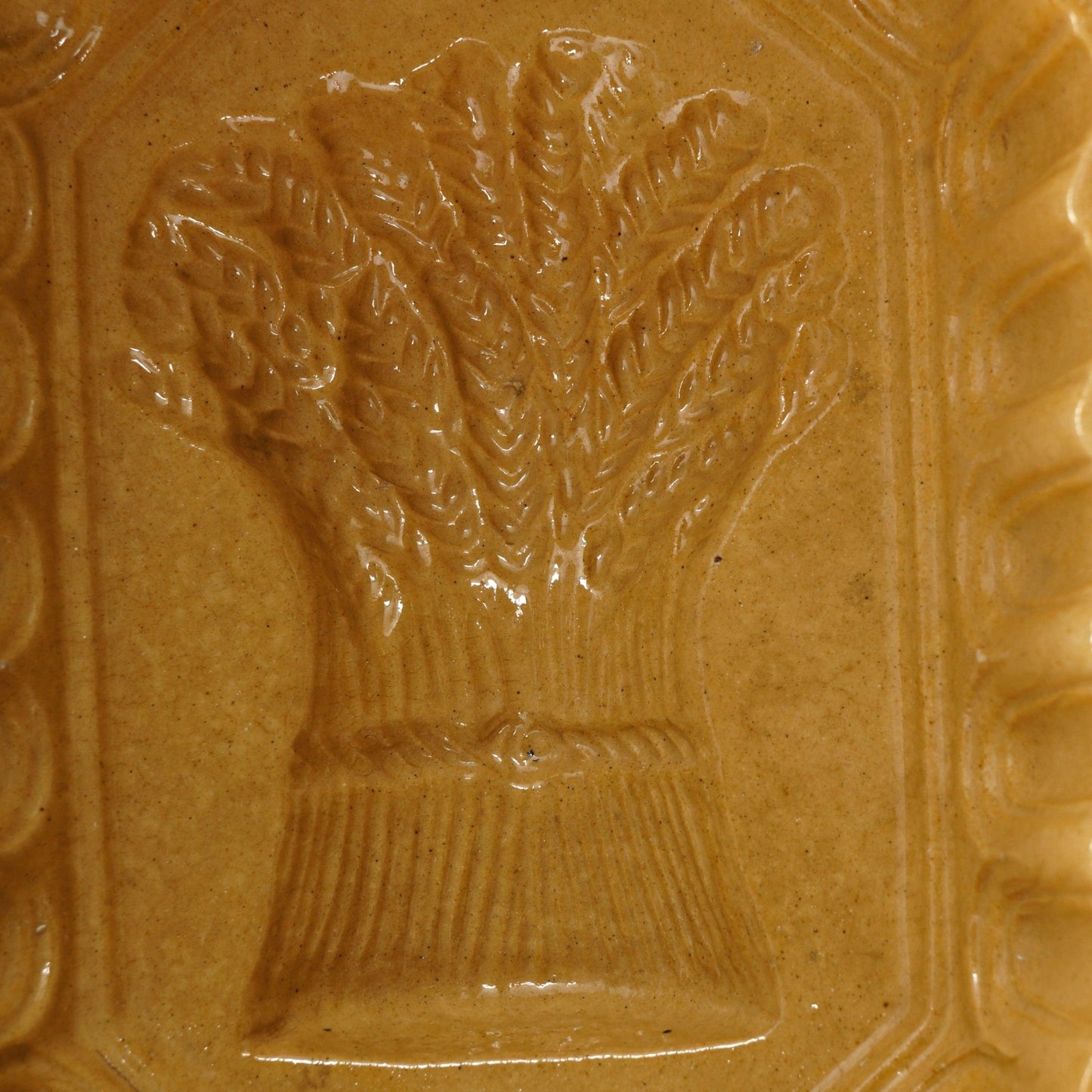 Victorian Yellowware Food Mold Wheat Sheaf Design 19th Century - Bear and Raven Antiques