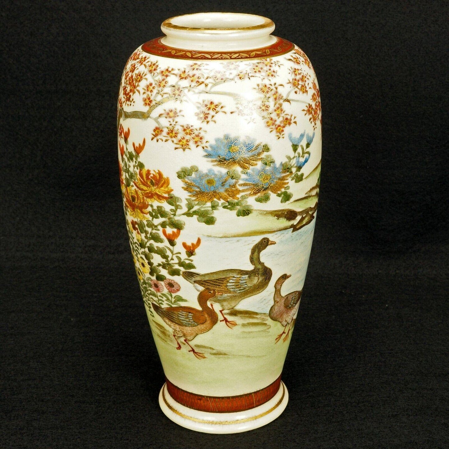 Vintage Occupied Japan Satsuma Vase with Geese c 1947 - Bear and Raven Antiques