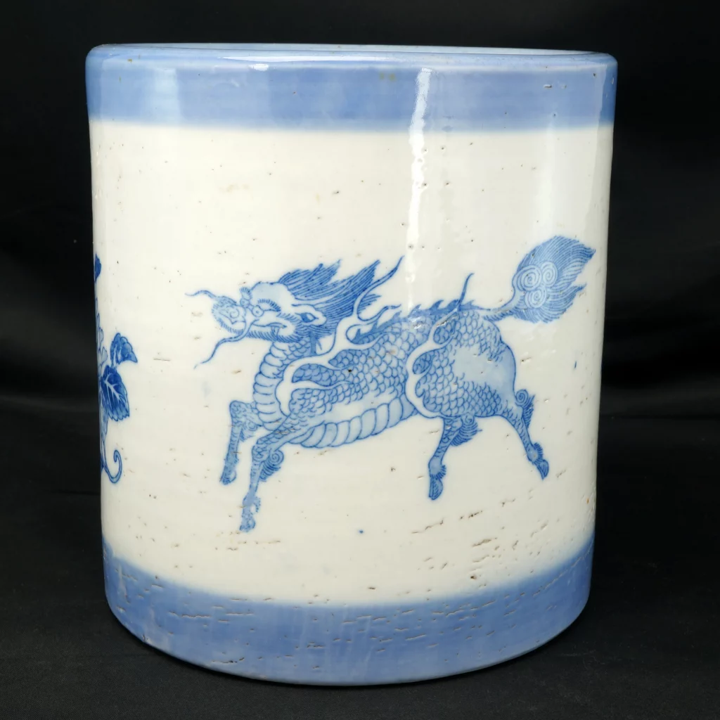 Japanese Porcelain Hibachi with Kirin