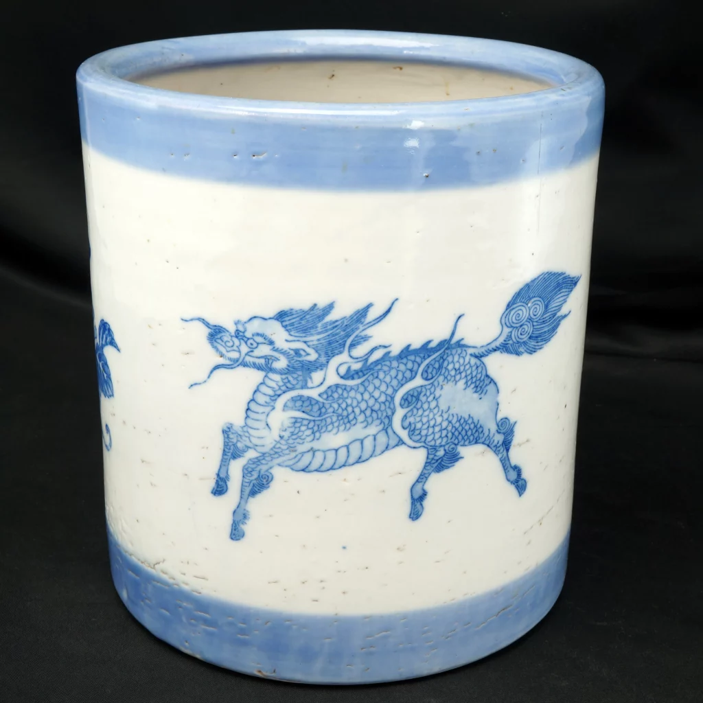 Japanese Porcelain Hibachi with Kirin